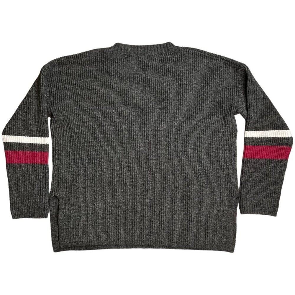 Strut & Bolt Gray V-Neck Sleeve Stripe Sweater Size Medium - Picture 4 of 6